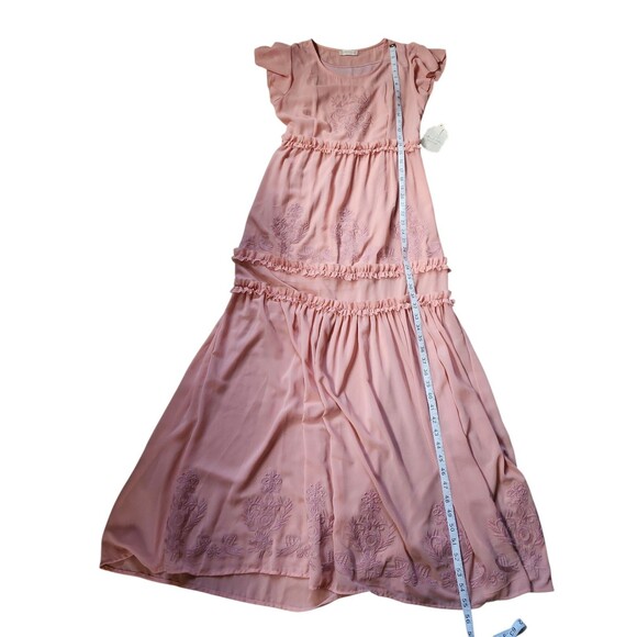 Altar'd State Embroidered Tiered Maxi Dress Womens Small Peach Coquette Boho NWT - Picture 8 of 9